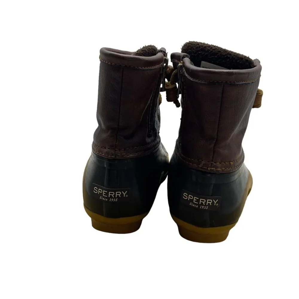Sperry‎ Kid Size 1 Saltwater Boot Brown Waterproof Rubber Duck Boot